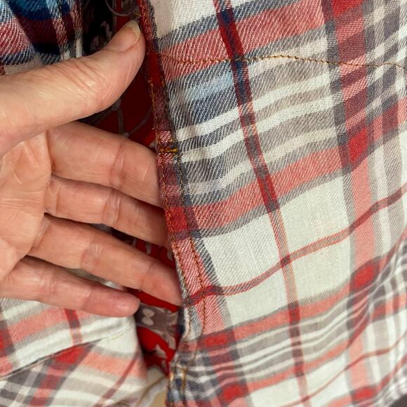 Aratta Silent Journey Mixed Print Flannel Chiffon Button Up Shirt Boho Size MED - Picture 11 of 15